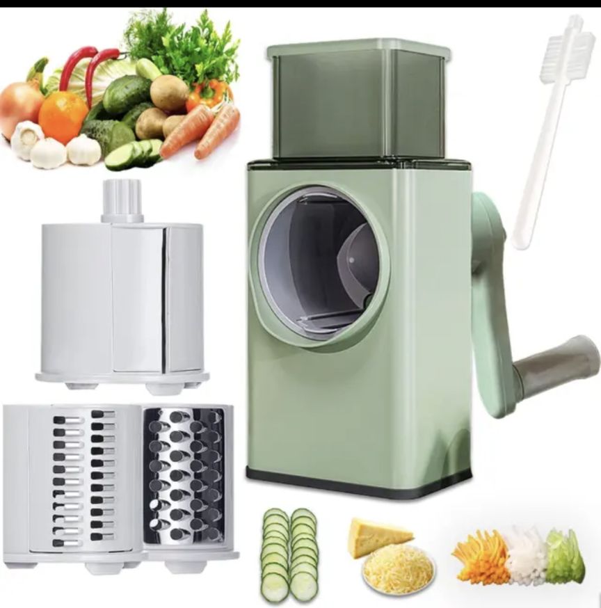 Multifunctional manual vegetables cutter high efficiency rotary grater with handle fruits, vegetables tools type. image